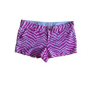 Lilly Pulitzer The Walsh Short Pink White Chevron Ikat Print Womens 12 Peppy